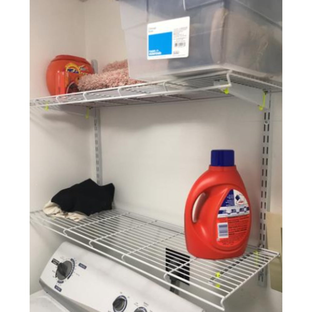 48 Inch White Support Bracket Shelving Hardware - Durable Mounting Tracks for Adjustable Shelving Systems